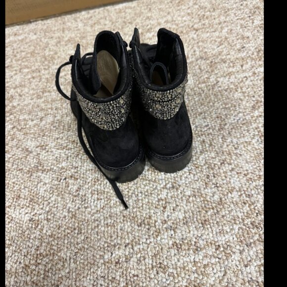 Jimmy Choo Eshe Suede Hiking Boot Black Size 38.5 - Picture 2 of 8